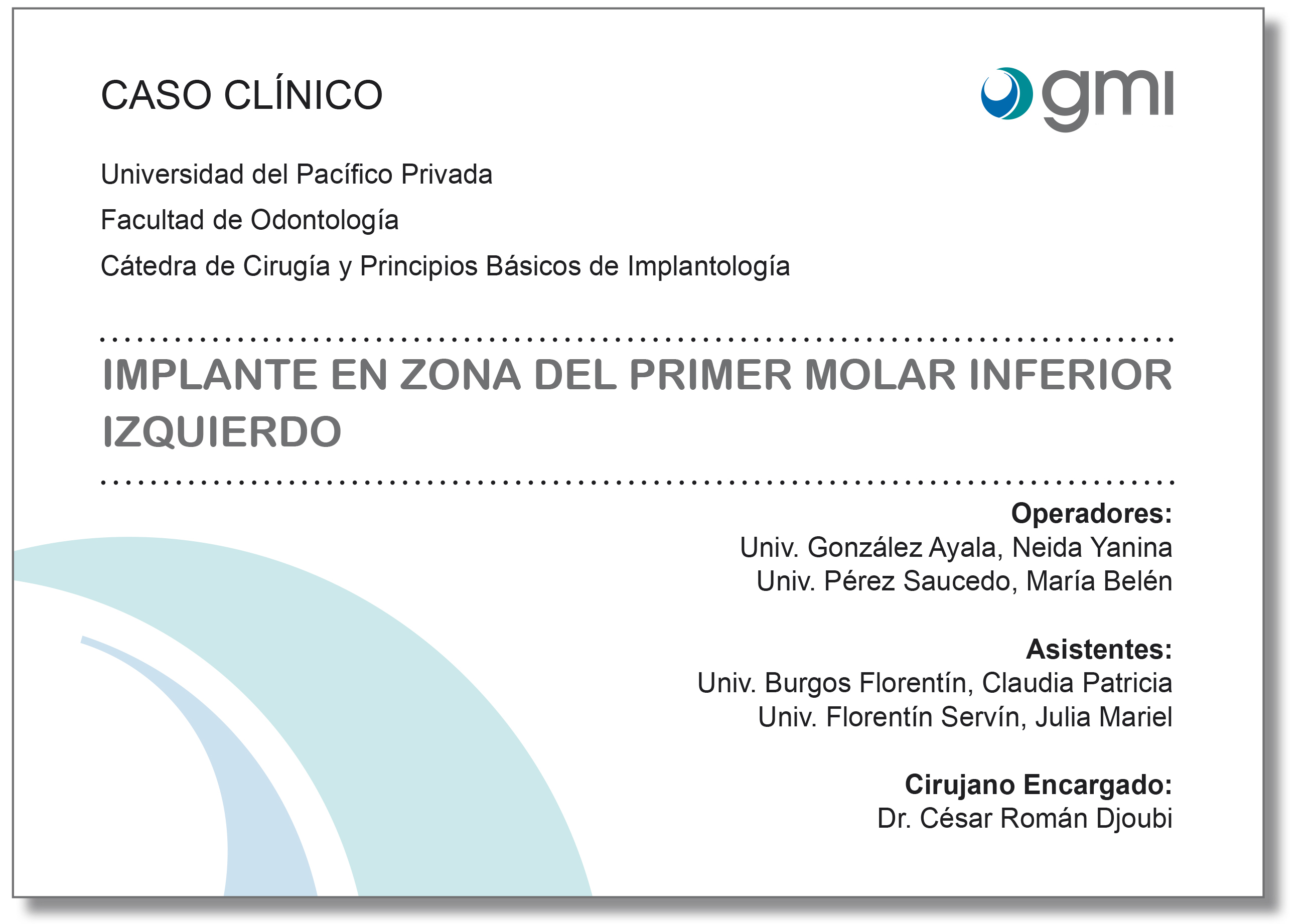 implante en zona del primer molar inferior izquierdo